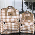 Canvas tartan durable parent-child backpack.